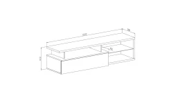 Mobile porta TV Gisella, 160x38h41 cm, Bianco e Bianco lucido<Dmora Online