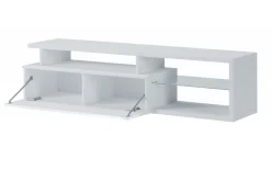 Mobile porta TV Gisella, 160x38h41 cm, Bianco e Bianco lucido<Dmora Online