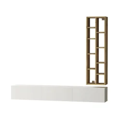 Mobile porta TV Giusi, 175x27h25 cm, Quercia e Bianco<Dmora Discount
