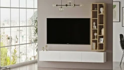 Mobile porta TV Giusi, 175x27h25 cm, Quercia e Bianco<Dmora Discount