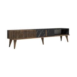 Mobile porta TV Gordon, 180x35 h40 cm, Noce e Nero<Dmora Store