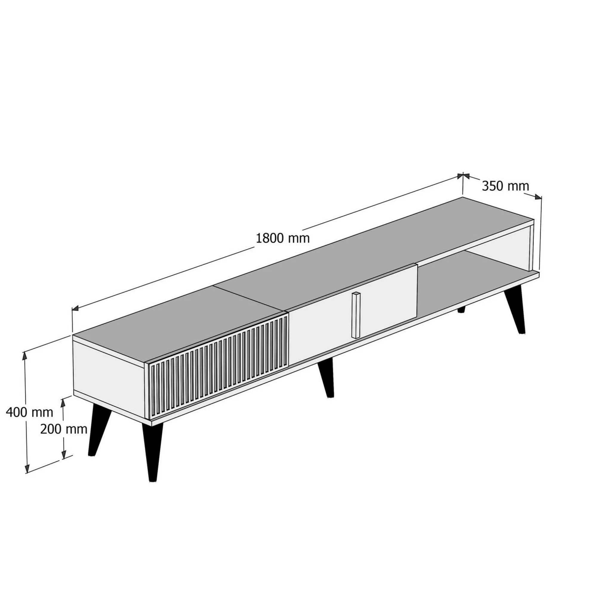 Mobile porta TV Gordon, 180x35 h40 cm, Noce e Nero<Dmora Store
