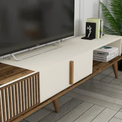 Mobile porta TV Gordon, 180x35 h40 cm, Noce e Crema<Dmora Fashion