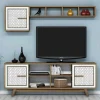 Mobile porta TV Guendalina, 160x35h56 cm, Noce e Bianco<Dmora Online