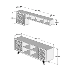 Mobile porta TV Guendalina, 160x35h56 cm, Noce e Bianco<Dmora Online