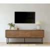Mobile porta TV Iginia, Noce e Nero, 140x40h50 cm<Dmora Fashion