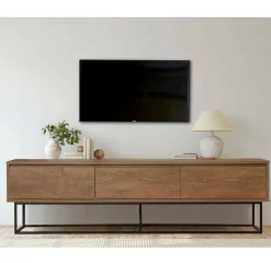 Mobile porta TV Iginia, Noce e Nero, 180x40h50 cm<Dmora Flash Sale