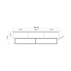 Mobile porta TV Iginia, Noce e Nero, 180x40h50 cm<Dmora Flash Sale