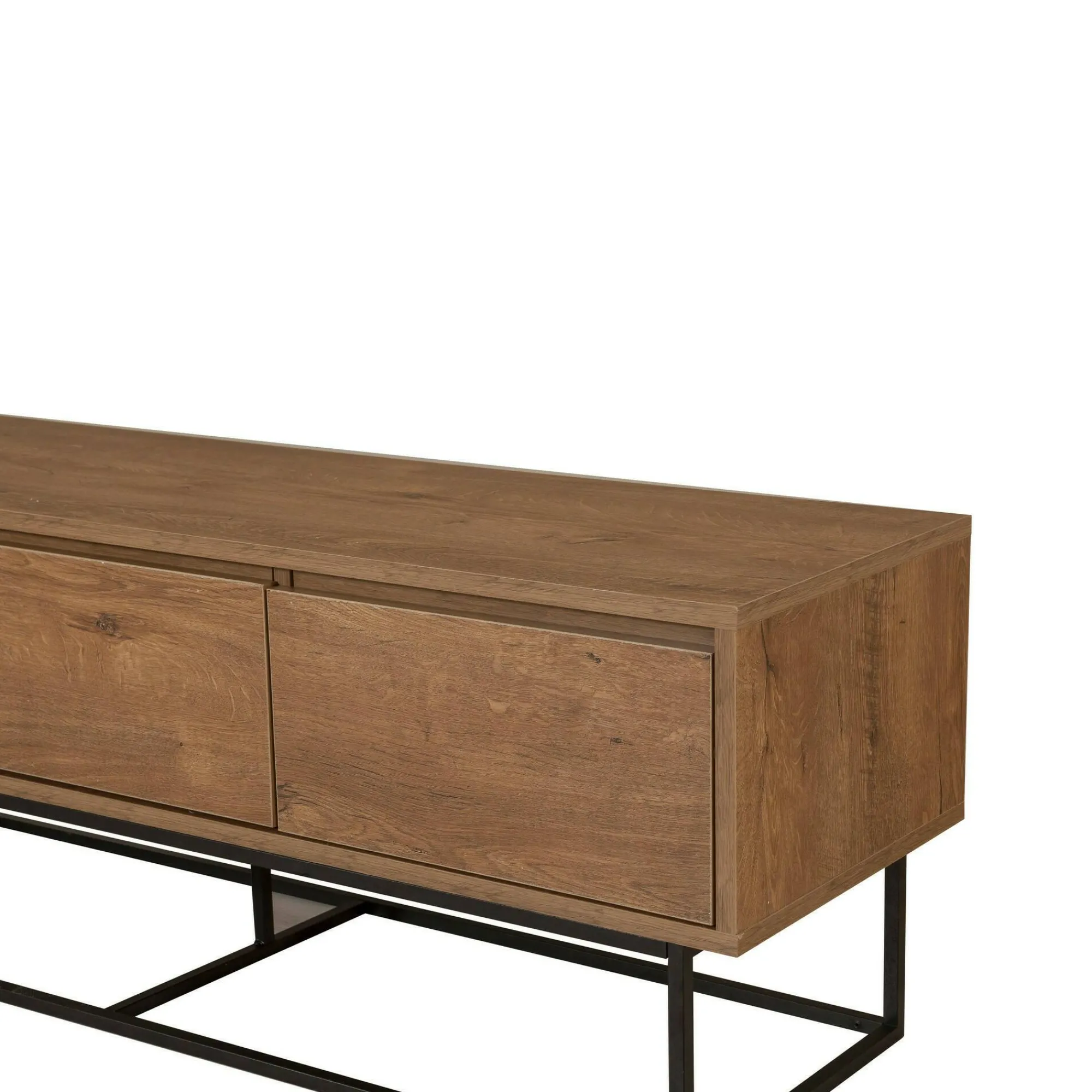 Mobile porta TV Iginia, Noce e Nero, 140x40h50 cm<Dmora Fashion
