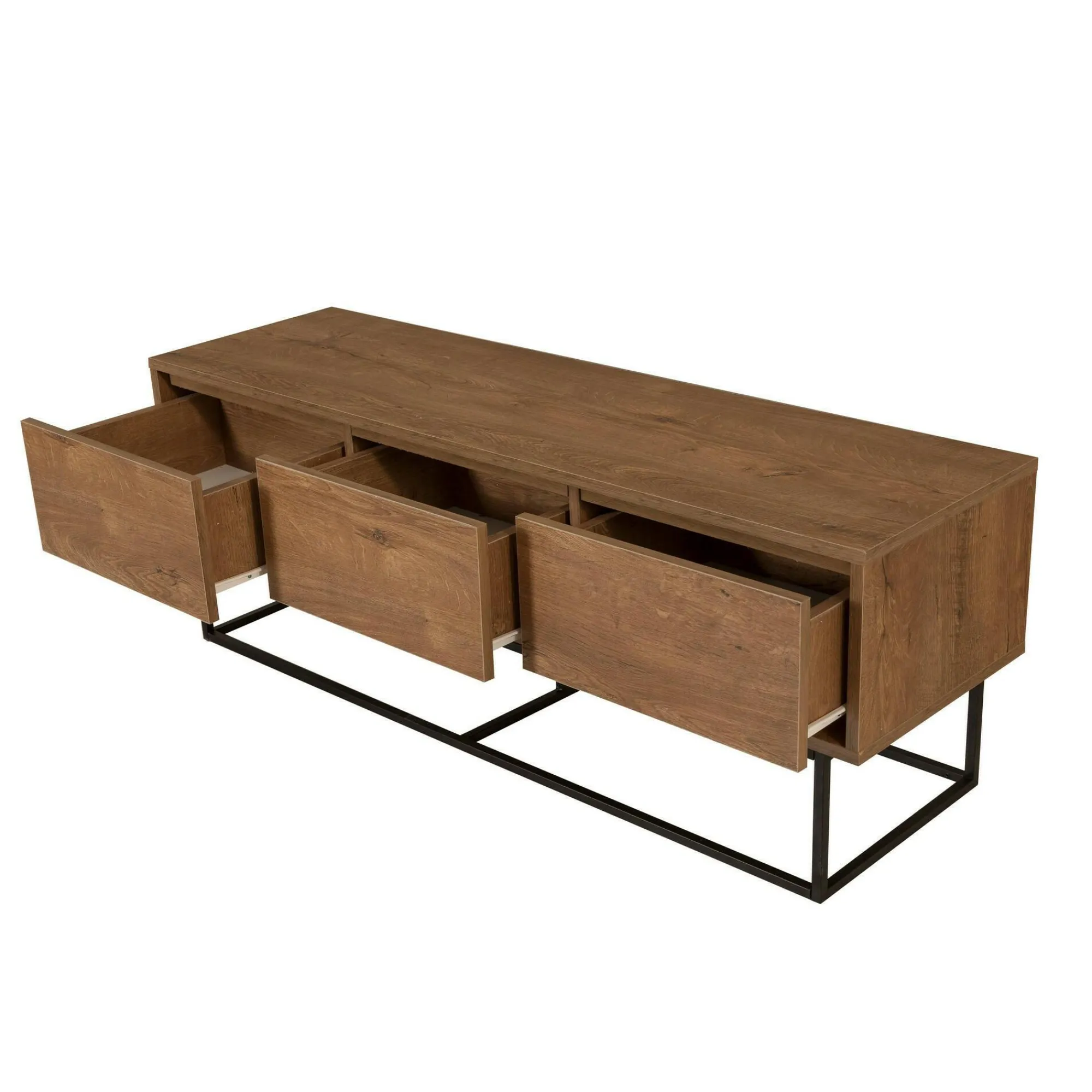 Mobile porta TV Iginia, Noce e Nero, 140x40h50 cm<Dmora Fashion