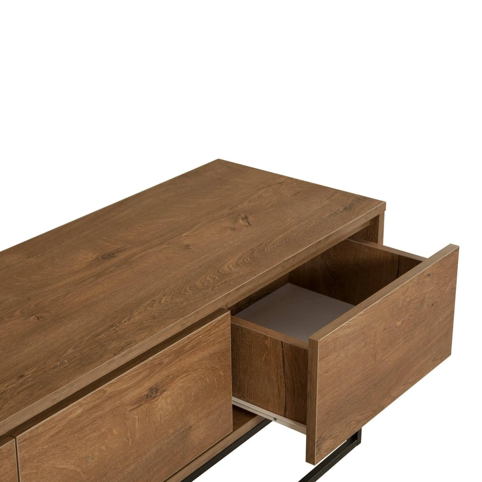 Mobile porta TV Iginia, Noce e Nero, 140x40h50 cm<Dmora Fashion
