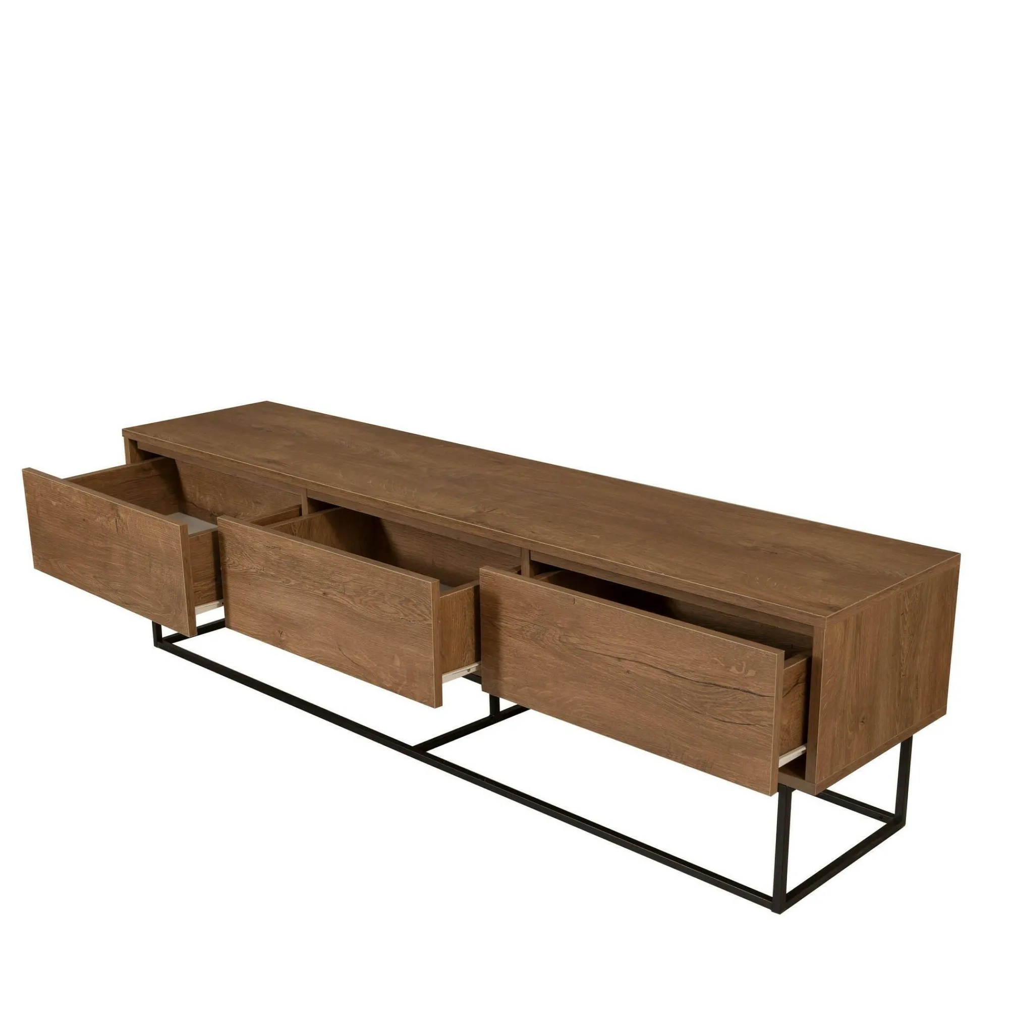 Mobile porta TV Iginia, Noce e Nero, 180x40h50 cm<Dmora Flash Sale