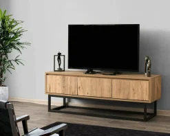 Mobile porta TV Ignazia, Quercia e Nero, 140x40h50 cm<Dmora Best