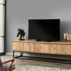 Mobile porta TV Ignazia, Quercia e Nero, 180x40h50 cm<Dmora Cheap