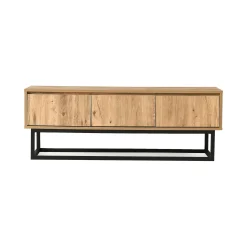 Mobile porta TV Ignazia, Quercia e Nero, 140x40h50 cm<Dmora Best