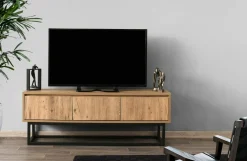 Mobile porta TV Ignazia, Quercia e Nero, 140x40h50 cm<Dmora Best