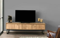 Mobile porta TV Ignazia, Quercia e Nero, 180x40h50 cm<Dmora Cheap