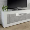 Mobile porta TV Iole, 138x42 h56 cm, Bianco lucido e Cemento<Dmora Clearance