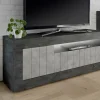 Mobile porta TV Iole, 138x42 h56 cm, Ardesia e Cemento<Dmora Hot
