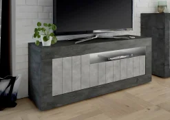 Mobile porta TV Iole, 138x42 h56 cm, Ardesia e Cemento<Dmora Hot