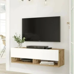 Mobile porta TV Iva, 100x32h29 cm, Quercia e Bianco<Dmora Clearance