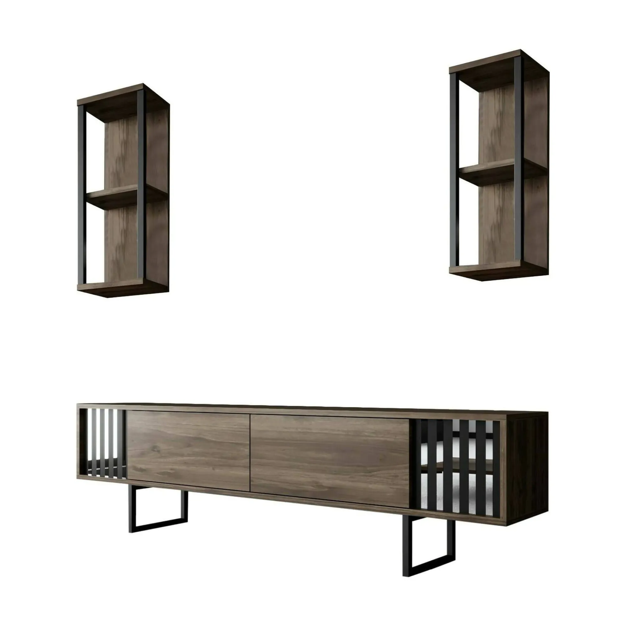 Mobile porta TV Iva, 180x30h48 cm, Noce e Nero<Dmora Best