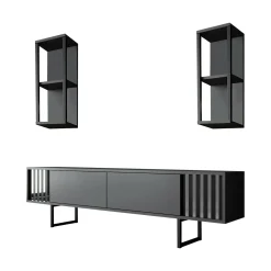 Mobile porta TV Iva, 180x30h48 cm, Antracite e Nero<Dmora Sale