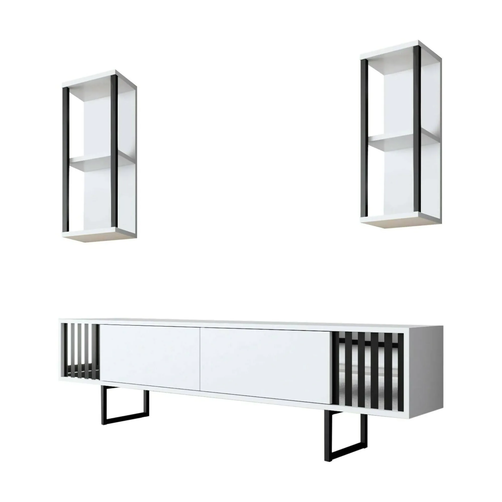 Mobile porta TV Iva, 180x30h48 cm, Bianco e Nero<Dmora Cheap