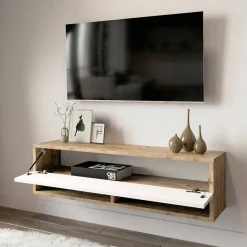 Mobile porta TV Iva, 100x32h29 cm, Quercia e Bianco<Dmora Clearance