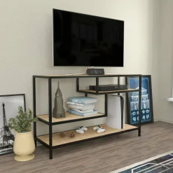 Mobile porta TV Ivette, 120x39h75 cm, Quercia e Nero<Dmora Store