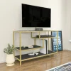 Mobile porta TV Ivette, 120x39h75 cm, Oro e Antracite<Dmora Best