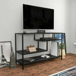 Mobile porta TV Ivette, 120x39h75 cm, Antracite e Nero<Dmora Online