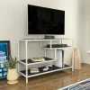 Mobile porta TV Ivette, 120x39h75 cm, Bianco e Antracite<Dmora Outlet