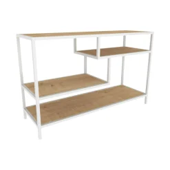 Mobile porta TV Ivette, 120x39h75 cm, Bianco e Rovere<Dmora Store