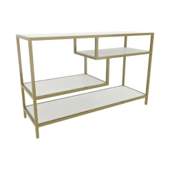 Mobile porta TV Ivette, 120x39h75 cm, Oro e Bianco<Dmora Best Sale