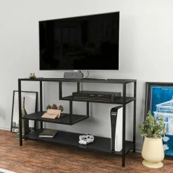 Mobile porta TV Ivette, 120x39h75 cm, Antracite e Nero<Dmora Online