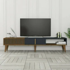 Mobile porta TV Jakuchu, 180x35h40 cm, Noce e Antracite<Dmora Clearance