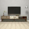 Mobile porta TV Jakuchu, 180x35h40 cm, Noce e Bianco<Dmora Outlet