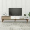 Mobile porta TV Jakuchu, 180x35h40 cm, Noce e Bianco<Dmora Fashion