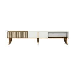 Mobile porta TV Jakuchu, 180x35h40 cm, Noce e Bianco<Dmora Fashion