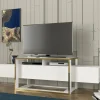 Mobile porta TV Jo, 160x46h50 cm, Bianco e Oro<Dmora Store