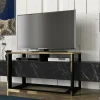 Mobile porta TV Jo, 160x46h50 cm, Nero e Oro<Dmora Fashion