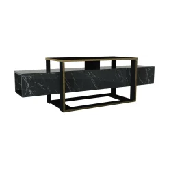 Mobile porta TV Jo, 160x46h50 cm, Nero e Oro<Dmora Fashion