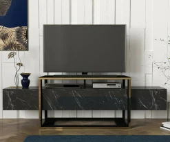 Mobile porta TV Jo, 160x46h50 cm, Nero e Oro<Dmora Fashion