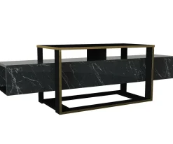 Mobile porta TV Jo, 160x46h50 cm, Nero e Oro<Dmora Fashion