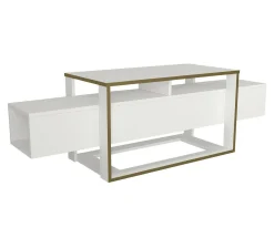 Mobile porta TV Jo, 160x46h50 cm, Bianco e Oro<Dmora Store