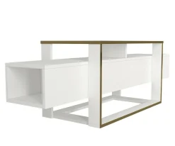 Mobile porta TV Jo, 160x46h50 cm, Bianco e Oro<Dmora Store