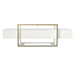 Mobile porta TV Jo, 160x46h50 cm, Bianco e Oro<Dmora Store