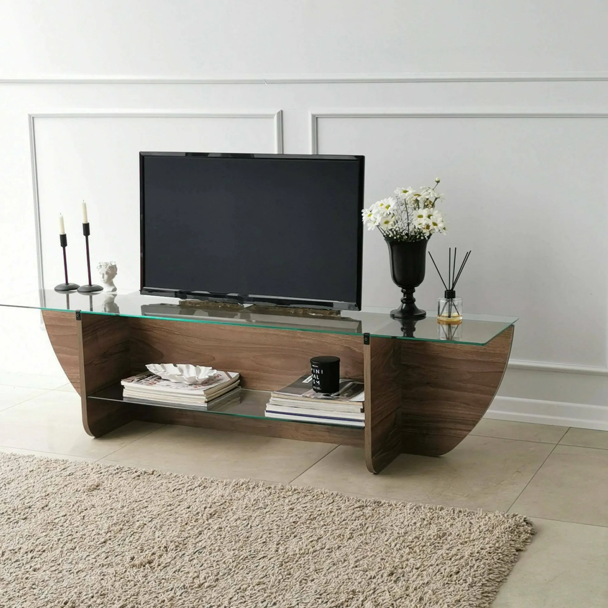 Mobile porta TV Kasuga, 158x35h40 cm,<Dmora Store