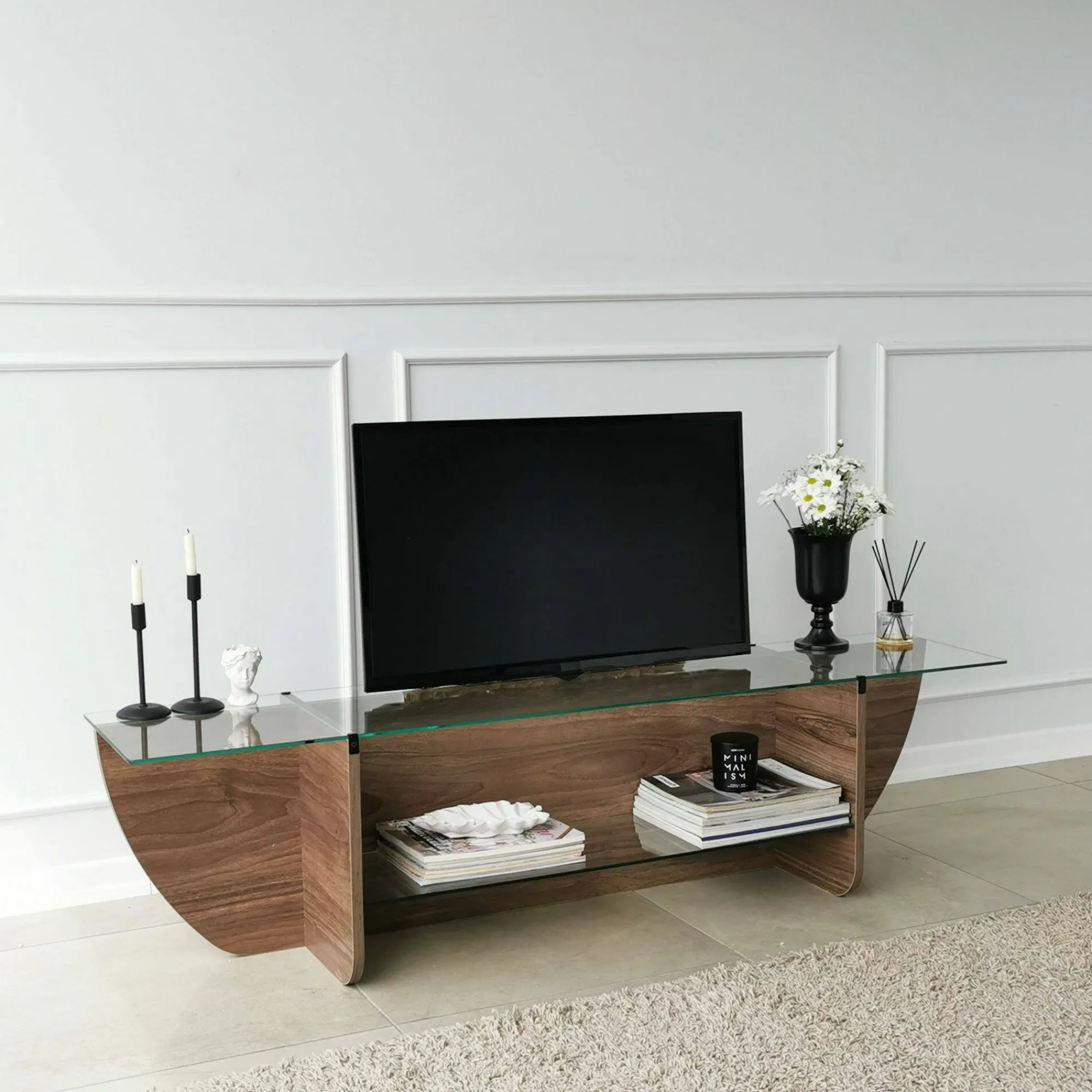 Mobile porta TV Kasuga, 158x35h40 cm,<Dmora Store